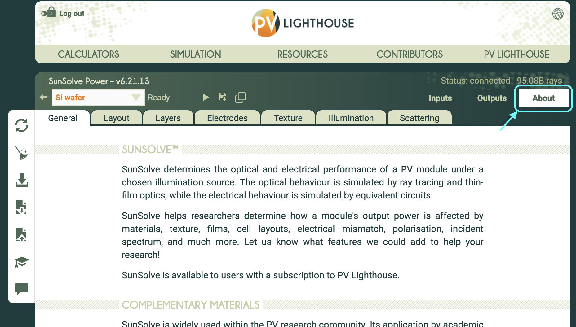 Sunsolve Power About Tab