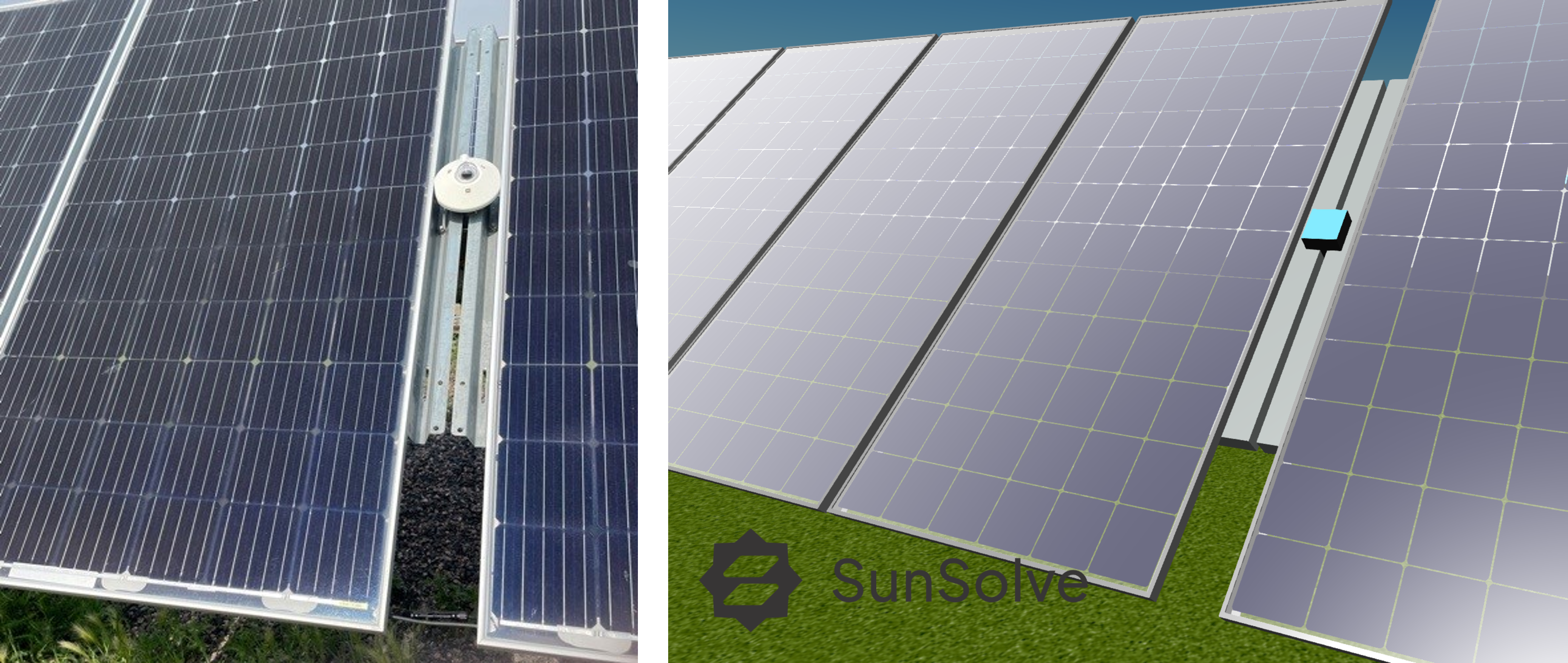 Front-facing POA sensor: site photo (left) and SunSolve re-creation (right)